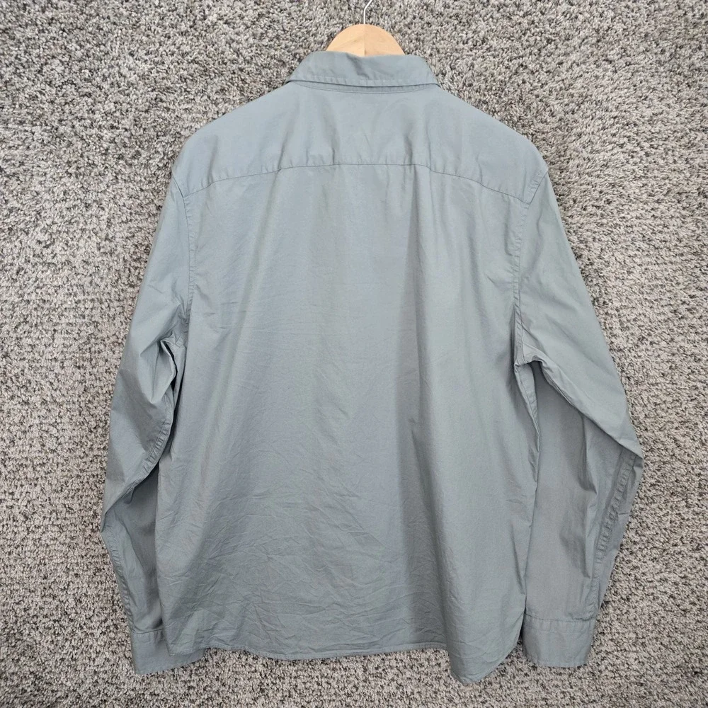 Banana Republic Shirt Mens Large Blue Gray Button Up Organic‎ Cotton Untucked
